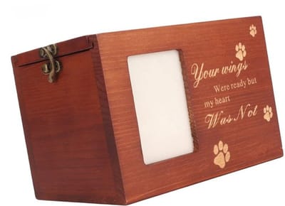 Huisdier As Urn, Herdenkings Huisdier Urn Doos Houten Gegraveerd Tekst Gegraveerd Pootpatroon voor Cadeaus voor Kat