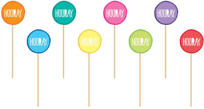 Haza Original Cocktailprikkers Hooray Hout/papier 8 Stuks