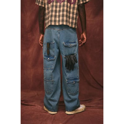 Baggy Jeans Met Versierde Afwerking En Meerdere Zakken | Vintage Blue | Size 30