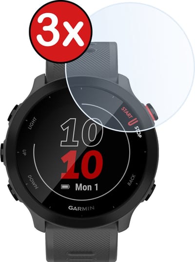 Screenprotector - 3 Stuks - Geschikt voor Garmin Forerunner 45S - Sterk & Shockproof - Tempered Glass - Gehard Glas - Beschermglas Screen Cover - Bescherm Protector voor Smartwatch
