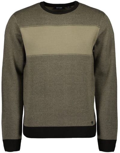 Blue Seven - Trui 376508 sand streep ronde hals - maat M