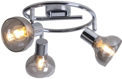 Plafondlamp eetkamerlamp plafondlamp woonkamerlamp keukenlamp, spots beweegbaar 3 vlammen, metaal glas chroom, E14, D 25 cm