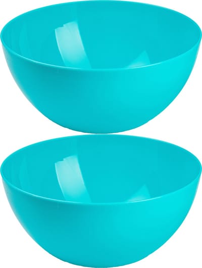 Plasticforte Serveerschaal/saladeschaal - 2x stuks - D23 x H10 cm - kunststof - blauw - 3000 ml