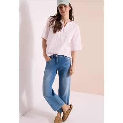 Blouse met gespleten hals en strepen