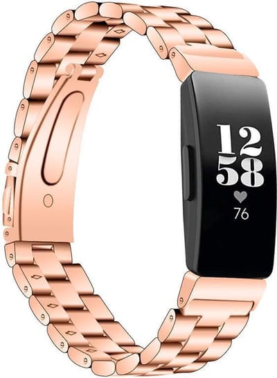 KELERINO. Metalen bandje geschikt voor Fitbit Inspire (HR) - Schakel - Rose Goud