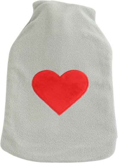 MARBEAUX Kruik - Warmwaterkruik met Zachte Hoes - Hart - Grijs - 1,8 Liter - Kruik