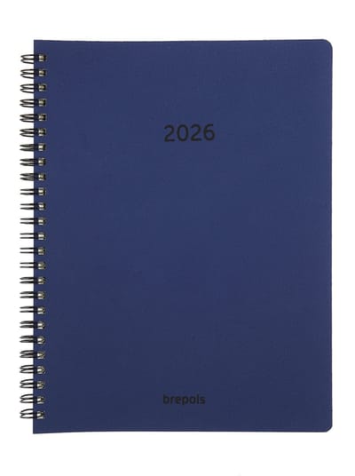 Brepols bureau agenda 2026 - TIMING [0.136] - CALVI - Bureau agenda - 1 week op 2 pagina's - Weekoverzicht - Wire-O - Blauw - 17.1 x 22 cm