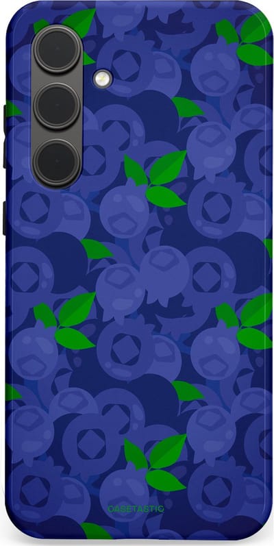 Casetastic hoesje geschikt voor Samsung Galaxy S24 Plus - Dubbellaagse bescherming - Berrytastic Blauwe Blueberry Bessen - Fashion Case - Donkerblauw Groen