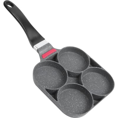 Keuken Ontbijt Pannenkoek Kookpan Aluminium Koekenpan Vorm voor Ei Hamburger met Handvat(Open gray