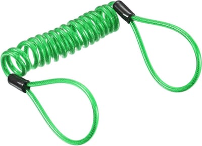 Beveiligingsstaalkabel 3,5mm x 1,2m met dubbele lus - Anti-diefstal - Bagage, fietsen, deuren - Groen.