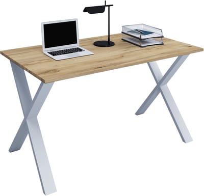VCM Schreibtisch, 160 x 80 cm, Computertisch mit Metallgestell, Bürotisch für Homeoffice und Arbeitszimmer - Lona X