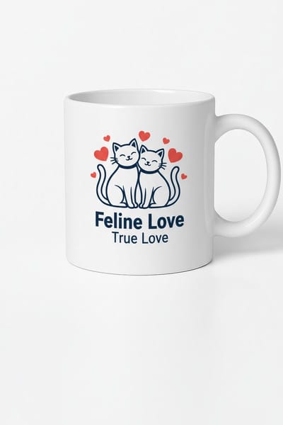 Feline Love True Love Katten Mok met Harten | Perfect Cadeau voor Dierenliefhebbers