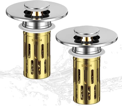 Dailygoods- Afvoerzeef 2 Stuks - Roestvrij Staal - Uitneembaar - Push-type Terugslagkern - Voor Keuken/Badkamer - Eenvoudig te Gebruiken - Douchefilter
