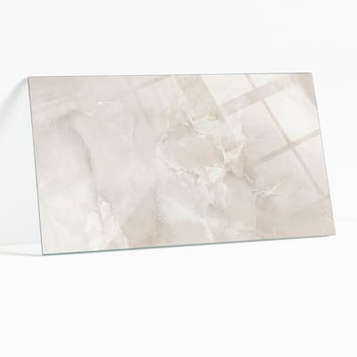 Wallfluent - Marmer Textuurpatroon Glasplaat Tafel - 100 x 50 cm - Romig Veiligheidsglas - Rechthoekig Tafelblad Glas - Glazen Tafelblad - Glazen Tafelblad voor Tuin of Terrastafels