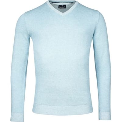 Baileys Trui V-Neck Body And Sleeves Two-Tone Structure Jacquard Midden Blauw / male
