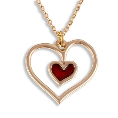 Rood hart bronzen hanger