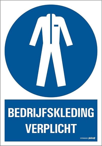 Tekstbord 'Bedrijfskleding verplicht', 230 x 330 mm