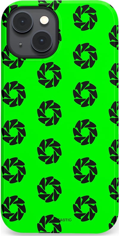 Casetastic hoesje geschikt voor Apple iPhone 14 Plus - MagSafe - Dubbellaagse bescherming - Neon Groene Cirkels - Fashion Case - Groen Zwart