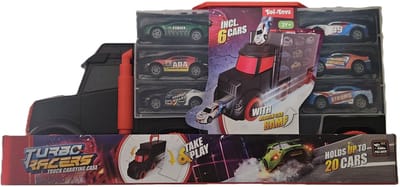 toi-toys vrachtwagen opbergbox voor 20 auto,s met race ramp en 6 autos
