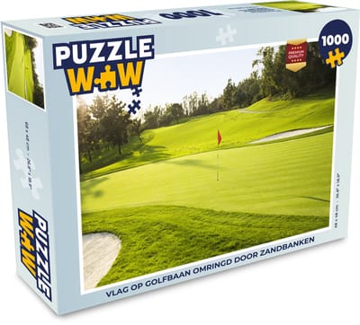Puzzel Vlag op golfbaan omringd door zandbanken - Legpuzzel - Puzzel 1000 stukjes volwassenen