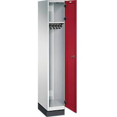 C+P Kast Cambio, 1 vak, met sokkel, B 300 x D 525 x H 1980 mm, lichtgrijs/ruwe rood