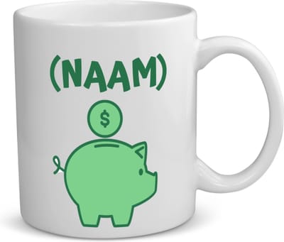Akyol - groene piggy bank met eigen naam koffiemok - theemok - Varken - iemand die van geld houdt - cadeau voor iemand die houdt van geld - verjaardagscadeau - gift - geschenk - 350 ML inhoud