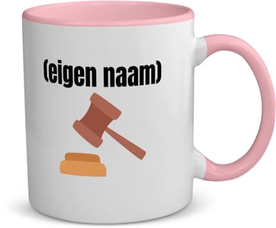Akyol - rechter met hamer koffiemok - theemok - roze - Advocaat - iemand die rechter is - met eigen naam - leuk cadeau voor iemand die rechter is - cadeau - kado - 350 ML inhoud