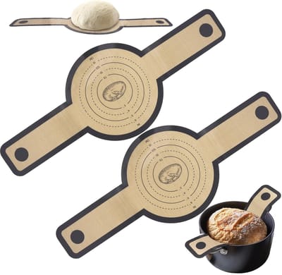 Bakmat voor Dutch Oven, 21 cm, herbruikbare broodbakmat, brood met lange handgrepen, anti-aanbak broodmat voor oven, ronde broodbakmat, siliconen broodlus, gemakkelijk te reinigen