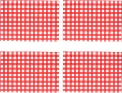 Bellatio Design Tafel Placemats - 4x - Bistro print - rood/wit geblokt - 43 x 28 cm - pvc - diner en ontbijt onderleggers