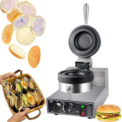 Wafelijzer Burger - Snack Maker - Snacks Maken - Dubbelzijdig Verwarmen - 11.5cm Diameter - Zilver
