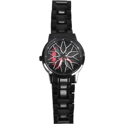 Auto Wiel Horloge Japans Quartz Uurwerk 30M Waterdicht Roterend Raceauto Geïnspireerd Polshorloge black