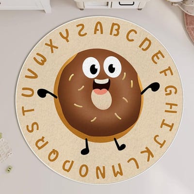 Kinderkamer Cartoon Tapijt Rond Imitatie Kasjmier Woonkamer Vloermat Verdikt Garderobe Slaapkamer Bed Lezen Mat 80 * 80CM crystal velvet