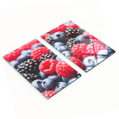 Multifunctionele decoratieve glazen keukenplanken met bosvruchtenmotief, 2x30x52 cm