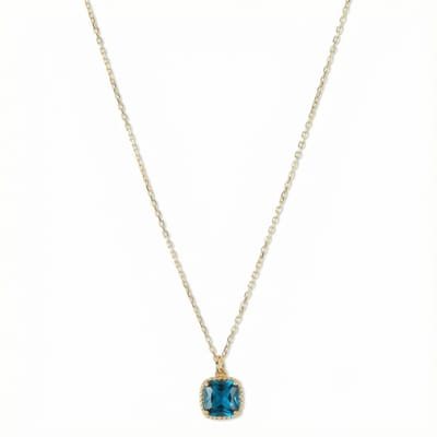 Petit Comité - Dames ketting geboortesteen December – Blauw Topaas Hanger - 925 sterling Zilver - 18k gold plated