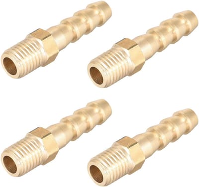 sourcing map Verbindingsstuk van messing etrische stekker met weerhaak slangtule 6 mm x M8 x 1 (4 stuks)