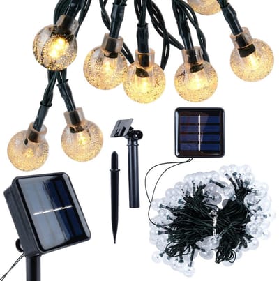 Solar Lichtsnoer Buiten - 10 Meter - 100 LED - Warm Wit - Tuinverlichting op Zonne-energie
