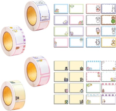 Kleurige naamstickers van 1400 stuks, zelfklevende etiketten voor notebooks, kleding en schooltassen