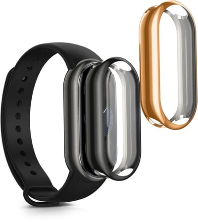kwmobile 2x smartwatch hoes geschikt voor Xiaomi Mi Band 9 / Smart Band 9 hoesje - Siliconen sporthorloge cover - Activity tracker case in zwart / roségoud