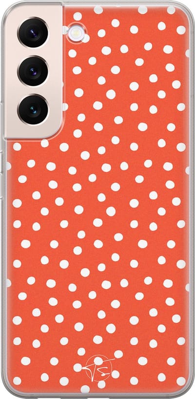 Hoesje geschikt voor Samsung Galaxy S22+ - Oranje stippen - Soft Case - TPU - Gestipt - Oranje - Mooie Telefoonhoesjes