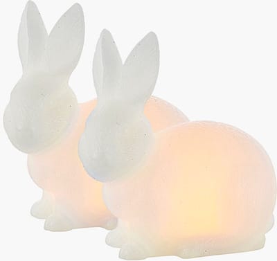 Sirius Elin LED konijntjes - kerstdecoratie - wax - set van 2 - D 10 cm - H 5.5 cm