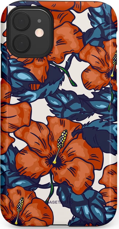 Casetastic hoesje geschikt voor Apple iPhone 11 - Dubbellaagse bescherming - Exotische paradijs - Fashion Case - Terracotta Donkerblauw Bruin Donkergrijs