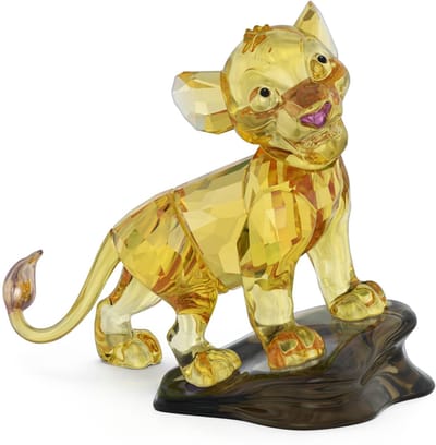 Swarovski beeldjes The Lion King Simba 5681811 | goudkleurig kristal figuur, sieraden en collectie ornament, fantasie stijl