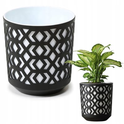 AZTEK Pot Zwart + Wit - 25,5x27 cm