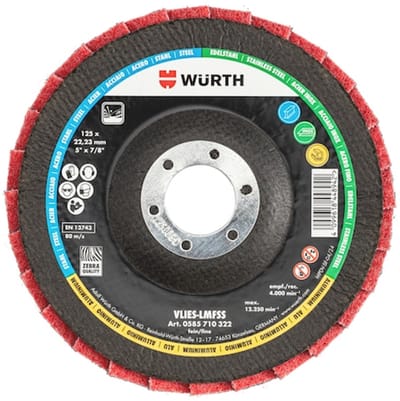 Wurth - Vlies lamellenschuurschijf RED PERFECT 3D - RED PERFECT® 3D non-woven lamellenschuurschijf Voor direct gebruik op haakse slijpers - x 10 st