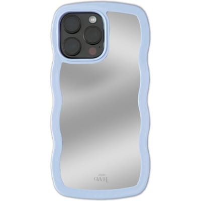xoxo Wildhearts Wavy mirror case Blue telefoonhoesje - Geschikt voor iPhone 13 Pro - Golvend spiegelhoesje - Wolken hoesje - Schokbestendig - Cloud case - Silicone case met spiegel - Blauw