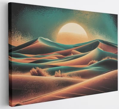 Saammp Canvas Schilderij - landschap met zon - Abstract - 30x20 - Foto op canvas - Wanddecoratie - Muurdecoratie Woonkamer - Slaapkamer decoratie - Canvas Print