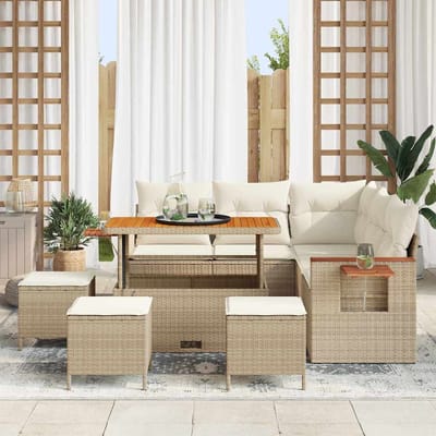 vidaXL - Tuinbank - Set - 10 - st - 9-Aantal - zitplaatsen - Beige - en - Crème