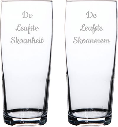 Gegraveerde bierfluitje 19cl De Leafste Skoanheit-De Leafste Skoanmem