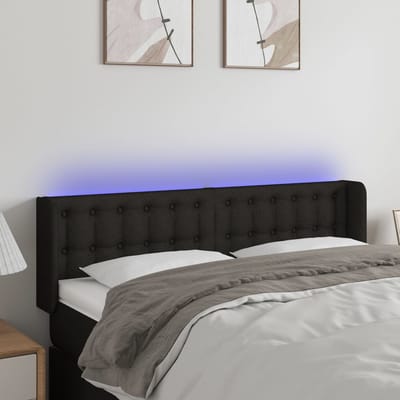 vidaXL - Hoofdbord - LED - 147x16x78/88 - cm - stof - zwart