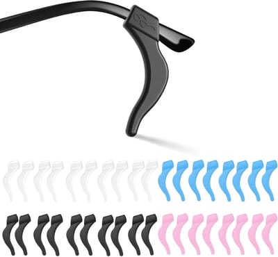 Silicone Oorbeugels voor Bril - Anti-slip Oorhaakjes - Brilhaakjes - Antislip Brillenhouder - Oorbeugels voor Comfort - Siliconen - Antislip Pootjes - Voor Kinderen en Volwassenen - Set van 20 Paar - Zwart en wit en roze en blauw
